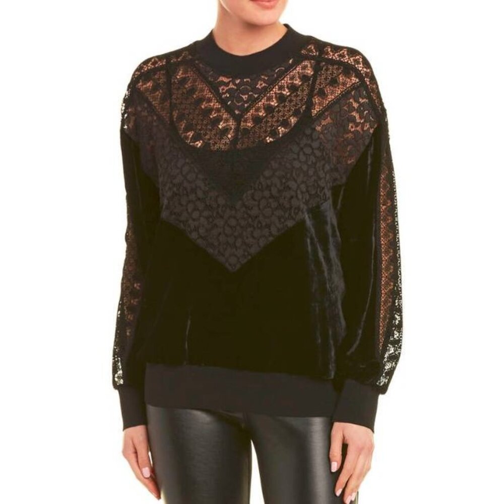 Stella McCartney Black Lace & Velvet Sweatshirt